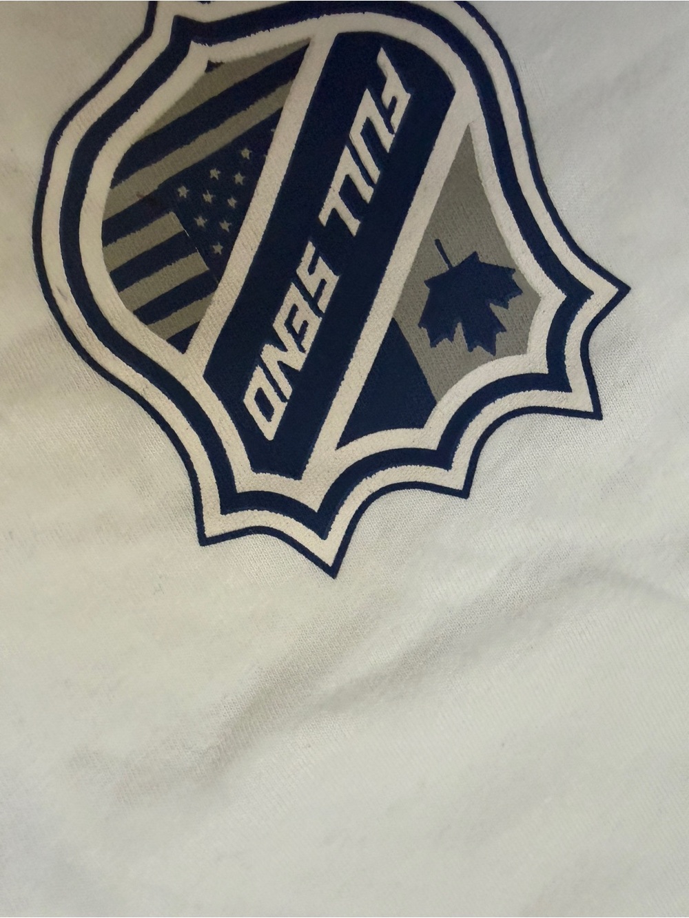 YoungLA White T-Shirt with Navy and Gray Shield Logo
